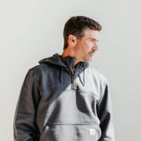 Carhartt Rain Defender Loose Fit Heavyweight 1/4 Zip Hoodie for Men in Carbon Grey