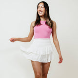 Mustard Seed Smocked Waist Ruffled Skort for Women in White