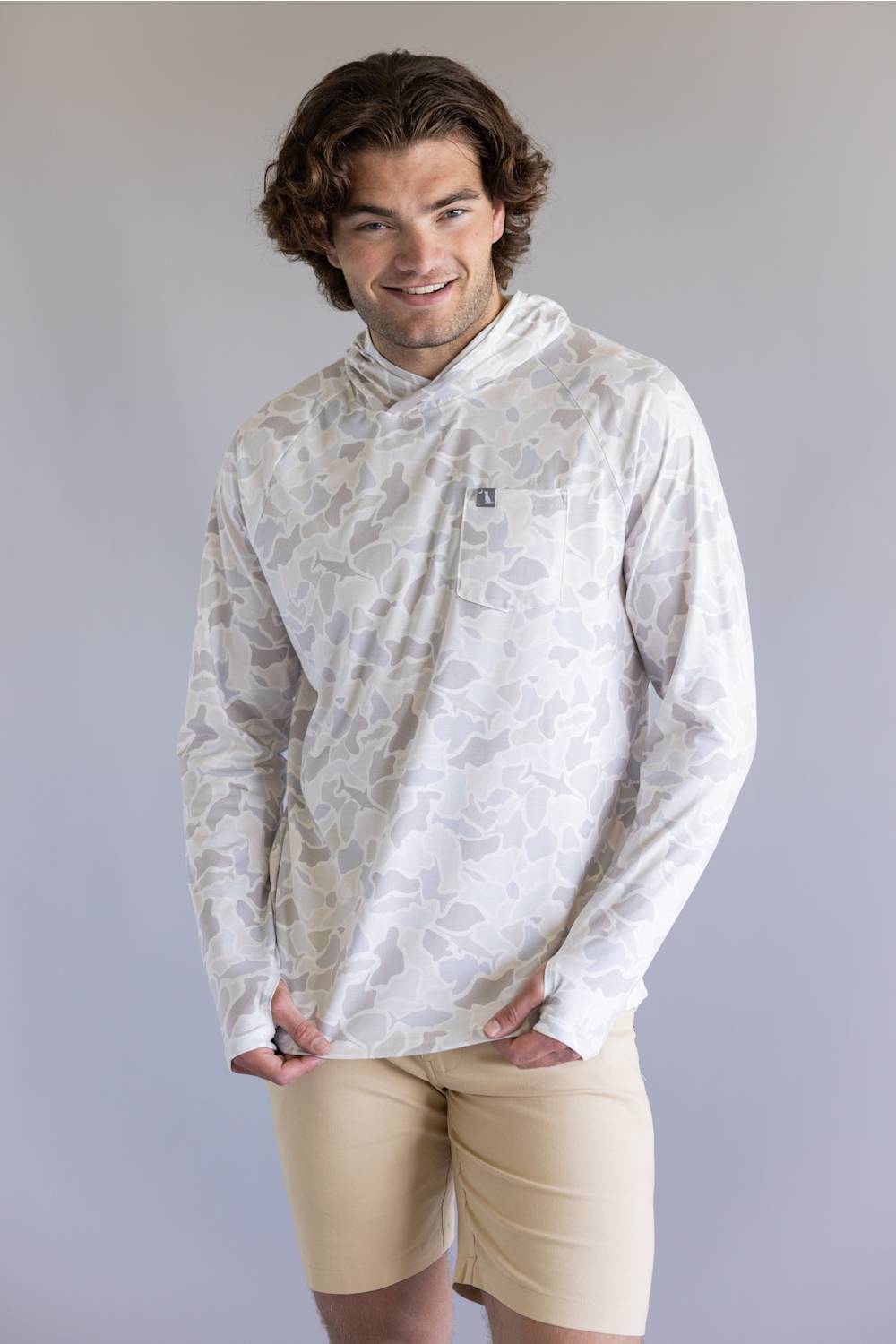 Local Boy Outfitters Heather Blend Hoodie for Men in Saltwater Camo