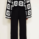 Pleated Smock Waist Pants for Women in Black