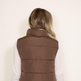 Love Tree Cropped Puffer Vest for Women in Brown