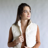 Love Tree Cropped Puffer Vest for Women in Ivory | 5142VN-IVORY