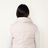 Love Tree Cropped Reversible Puffer Vest for Women in Olive/Beige