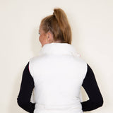 Love Tree Cropped Reversible Puffer Vest for Women in White/Fuchsia