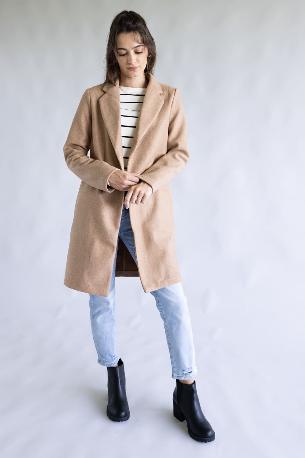 Love Tree Long Coat for Women in Camel