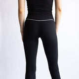 Love Tree Piping Detail Flare Leggings for Women in Black