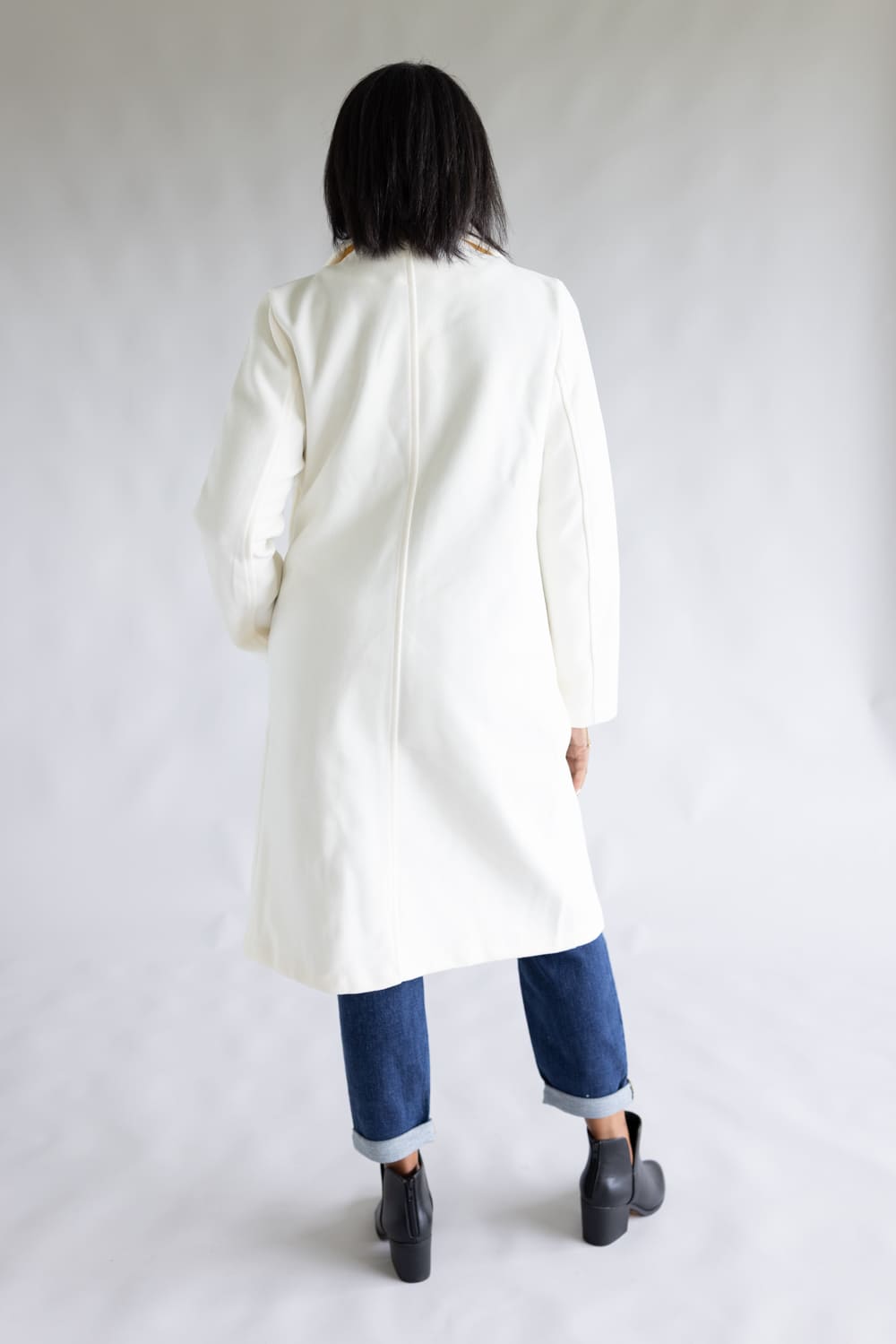 Love Tree Two Button Long Coat for Women in Ivory | 80260JN-IVORY