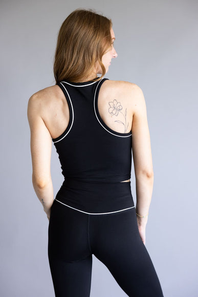 Love Tree Two Tone High Neck Tank Top for Women in Black