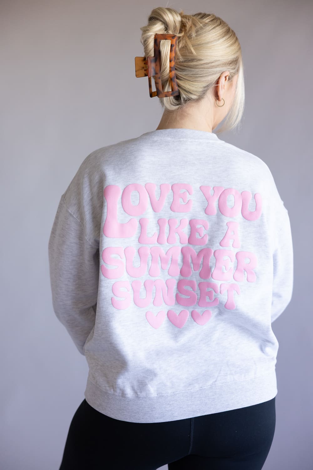 Love You Like A Summer Sunset Crewneck for Women in Ice Grey