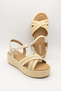Soda Mega Rope Platform Sandals for Women in Cream