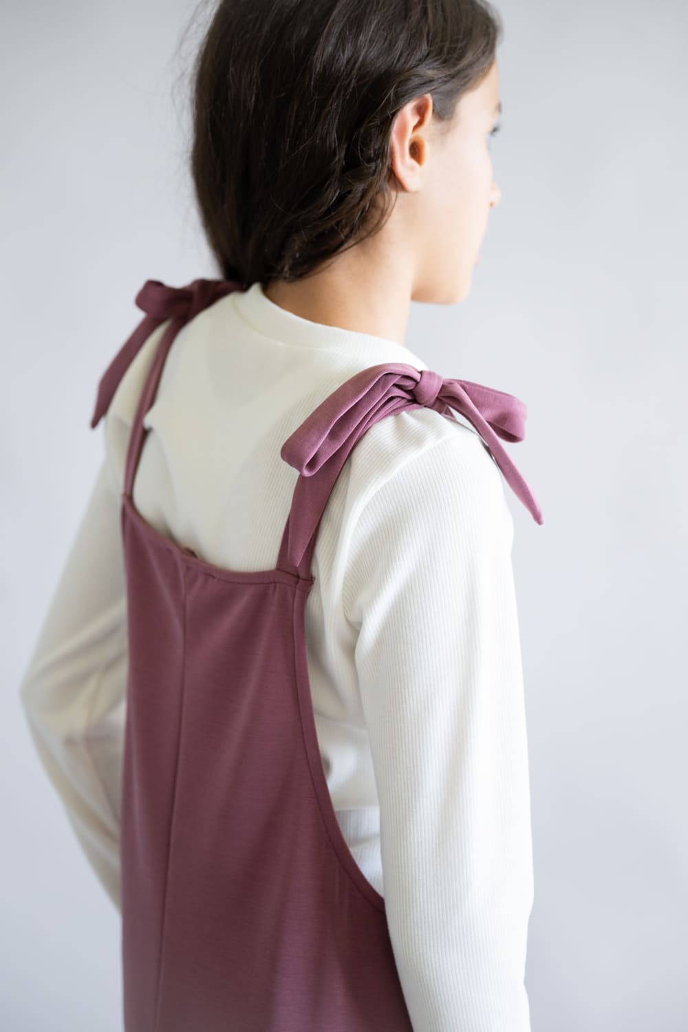 Moa Moa Overall Long Sleeve Tee Set for Girls in Mulberry