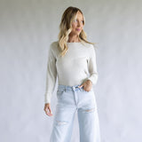 Mica High Rise Light Wash Wide Leg Fray Hem Jeans for Women