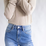 Mica High-Rise Medium Wash Clean Wide Leg Jeans for Women