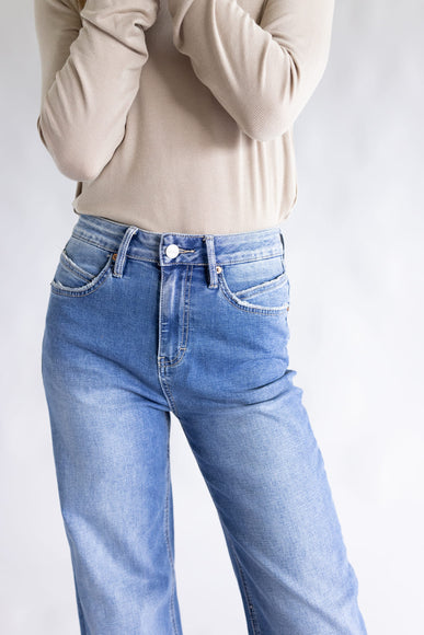 Mica High-Rise Medium Wash Clean Wide Leg Jeans for Women