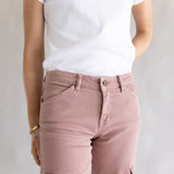 Mica Mid Rise Wide Leg Cargo Jeans for Women in Mauve