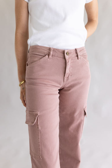 Mica Mid Rise Wide Leg Cargo Jeans for Women in Mauve