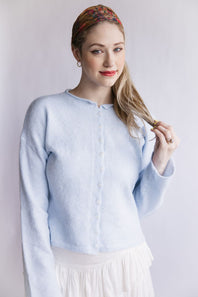 Mimosa Classic Lightweight Cardigan Top for Women in Baby Blue