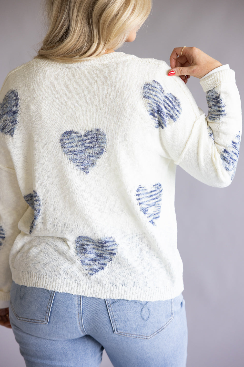 Miracle Tie Dye Heart Sweater for Women in Ivory Multi