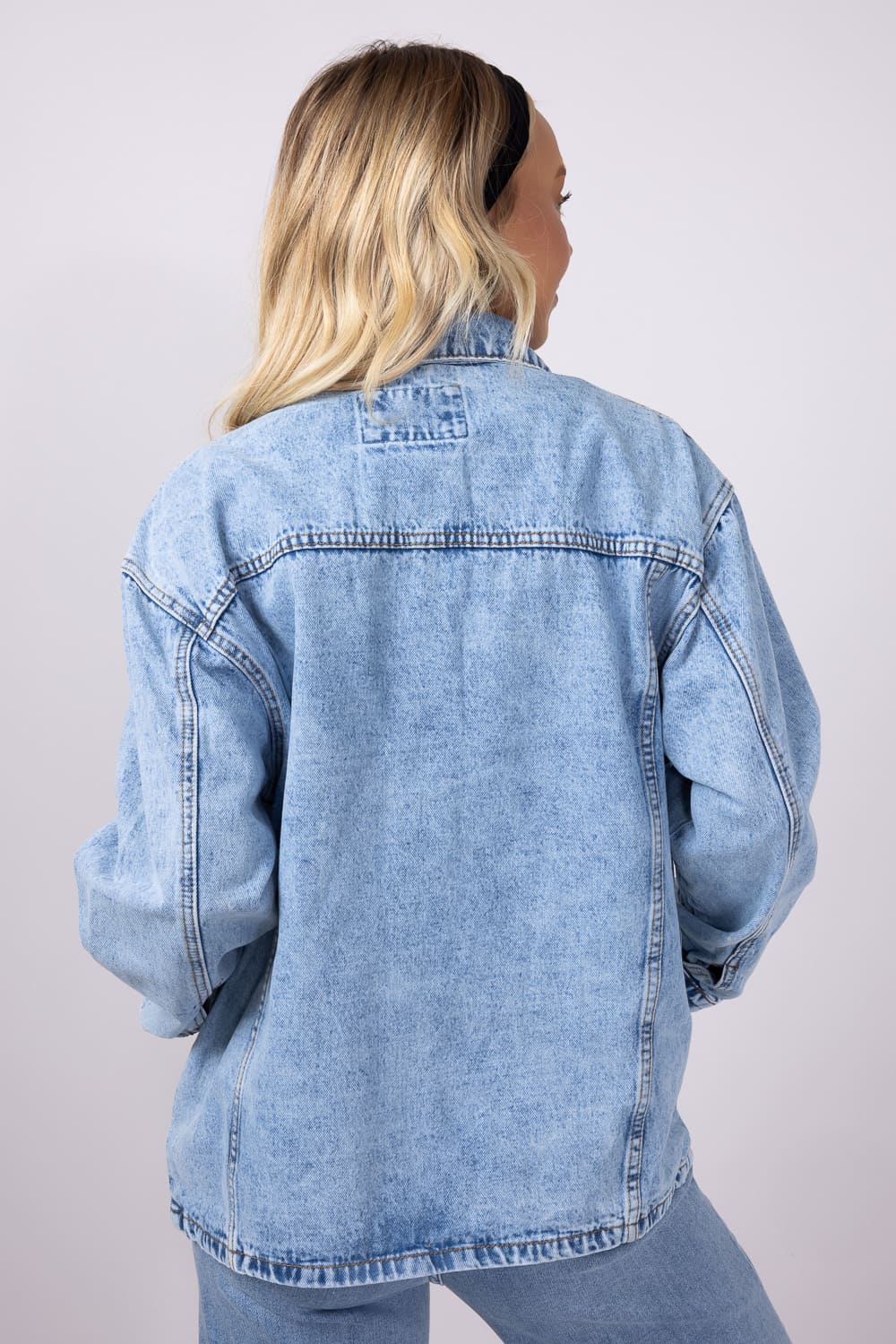Multi Pocket Denim Jacket for Women | RJK-9358-BLUE – Glik's
