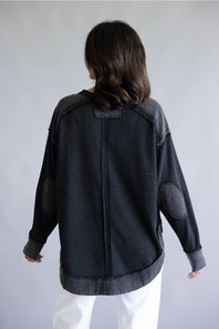 Mineral Wash Knit Top for Women in Black