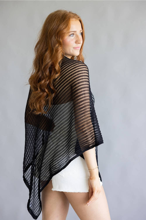 Off the Shoulder Poncho Top for Women in Black