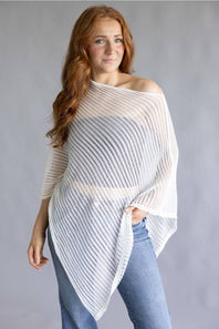 Off the Shoulder Poncho Top for Women in White