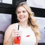 Beaded Chili Pepper Tank Top for Women in White
