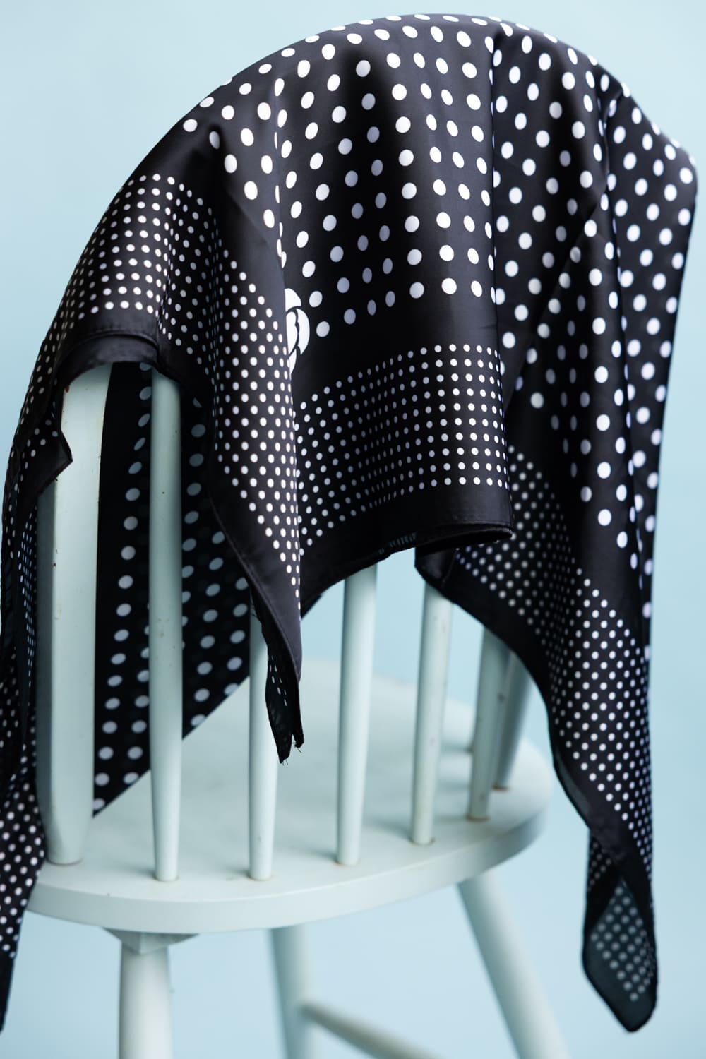 Polka Dot Silk Scarf for Women in Black