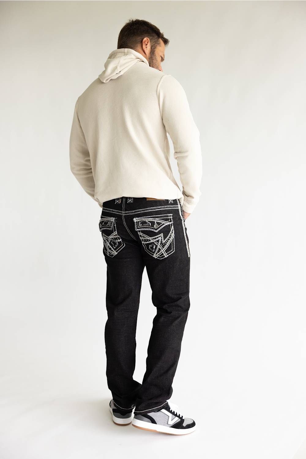 Pure Luck Edge Straight Leg Jeans for Men in Black