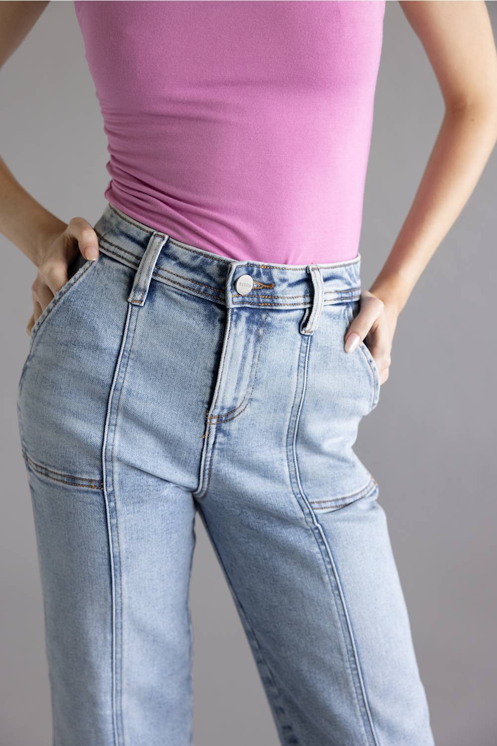 Risen High Rise Crop Straight Jeans for Women