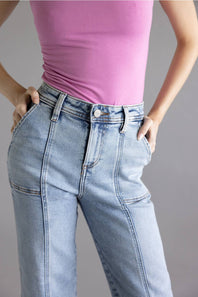 Risen High Rise Crop Straight Jeans for Women
