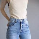 Risen High Rise Tummy Control Flare Jeans for Women