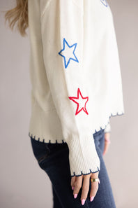 Simply Southern Knit Stars Sweater for Women in Cream