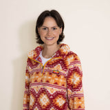 Simply Southern Classic Sherpa Zip Pullover for Women in Aztec Orange