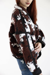 Simply Southern Eileen Mock Neck Pullover for Women in Cow Print | PP-0226-PULL-EILEEN-COW