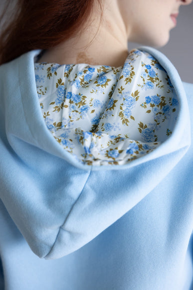 Womens Simply Southern Embroidered Dilara Flower Hoodie for Women in Light Blue
