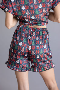 Simply Southern Holiday Pajama Shorts Set for Women in Black Multi