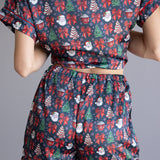 Simply Southern Holiday Pajama Shorts Set for Women in Black Multi