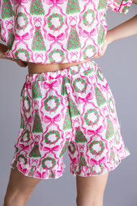 Simply Southern Holiday Satin Pajama Set for Women in Pink