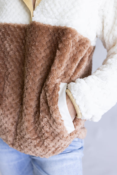 Simply Southern Simply Soft Color Block Pullover for Women in Umber Brown