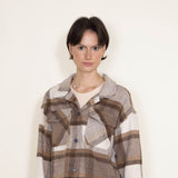 Plaid Shacket for Women in Brown/White