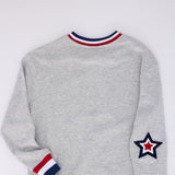 Simply Southern Youth Sequined USA Varsity Crew Sweatshirt for Girls in Grey
