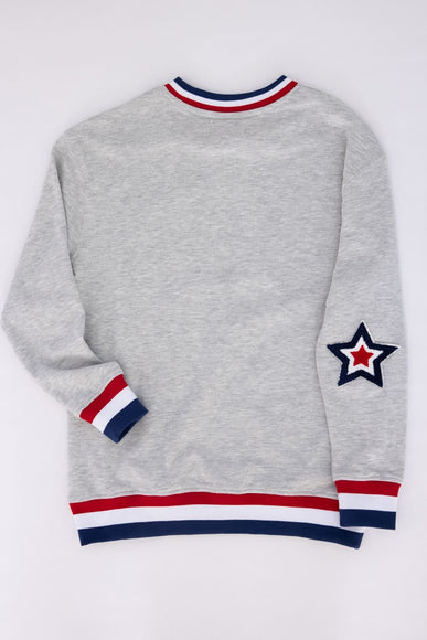 Simply Southern Youth Sequined USA Varsity Crew Sweatshirt for Girls in Grey