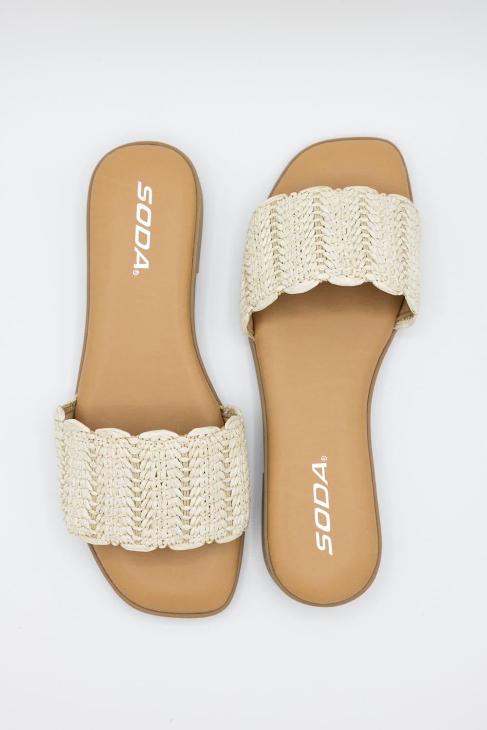 Soda Screen Raffia Slide Sandals for Women in Bone