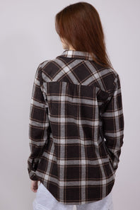 Thread & Supply Lewis Soft Luxe Button Up Shirt for Women in Coffee Combo