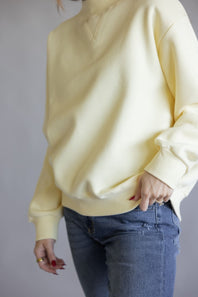 Things Between Mock Neck Fleece Pullover for Women in Butter Yellow
