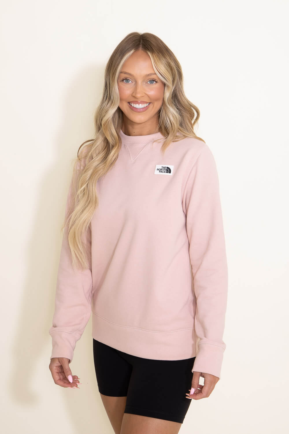 The North Face Heritage Patch Sweatshirt for Women in Pink Moss
