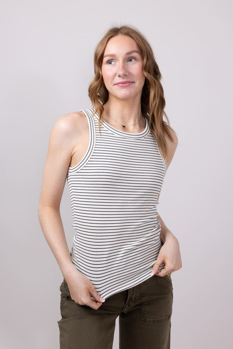 Thread and Supply Edlin Tank in Ivory Latte Stripe