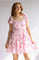 Tiered Floral Back Tie Dress for Women in Pink