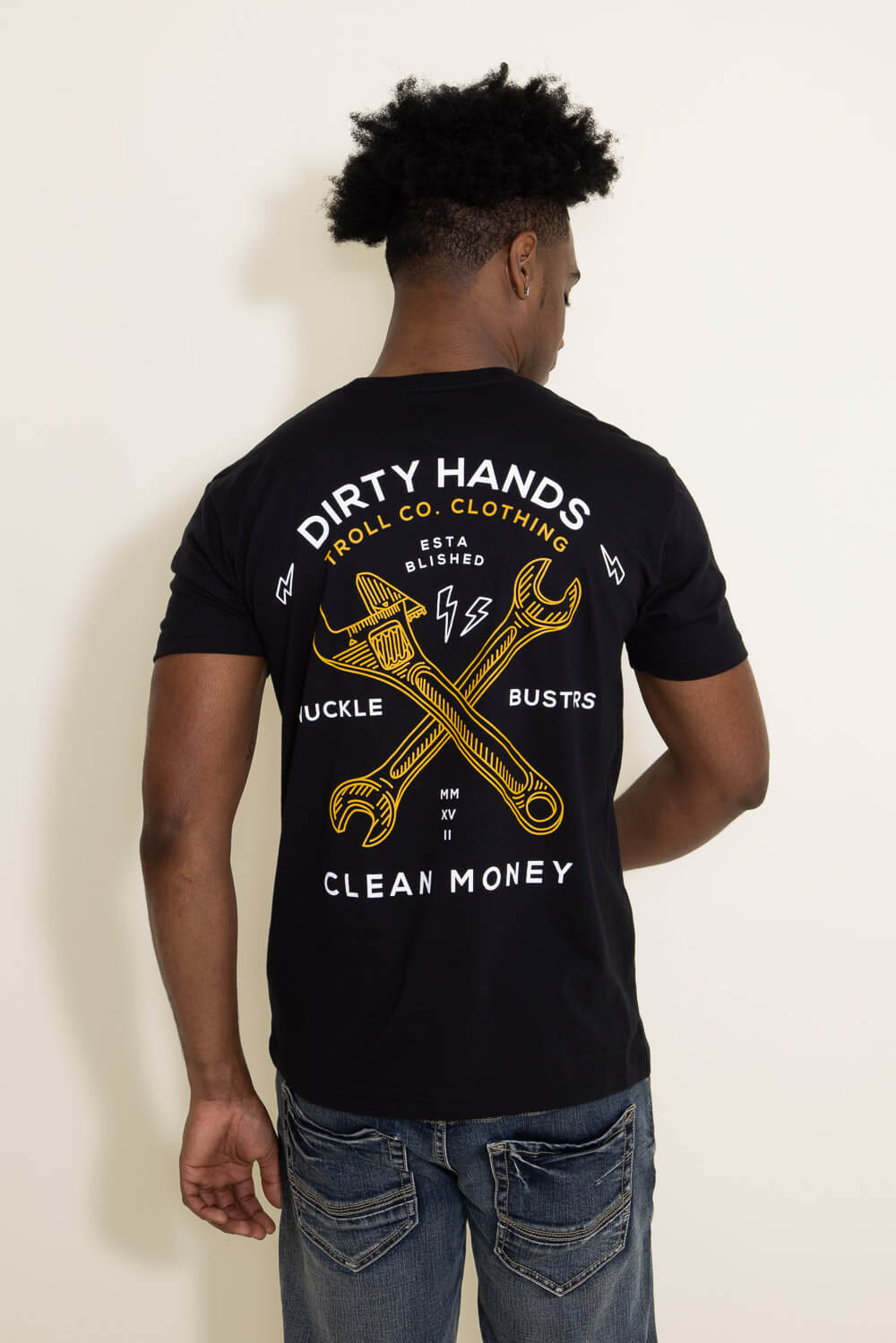 Troll Co Twisting Wrenches T-Shirt for Men in Black